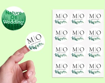 Eucalyptus wedding stickers, wedding labels, Envelope Sticker, Gloss Wedding Sticker, Custom Wedding Sticker, Personalised Wedding Sticker