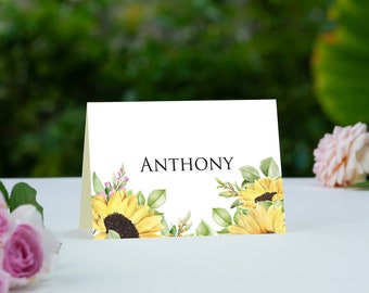 Sunflower table place cards, wedding place card, place card for wedding, custom place card, personalised place card, name tag for table
