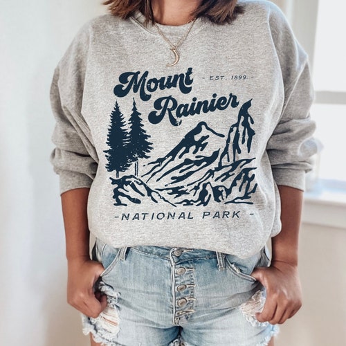 Mount Rainier National Park Embroidered Crewneck Sweatshirt - Etsy