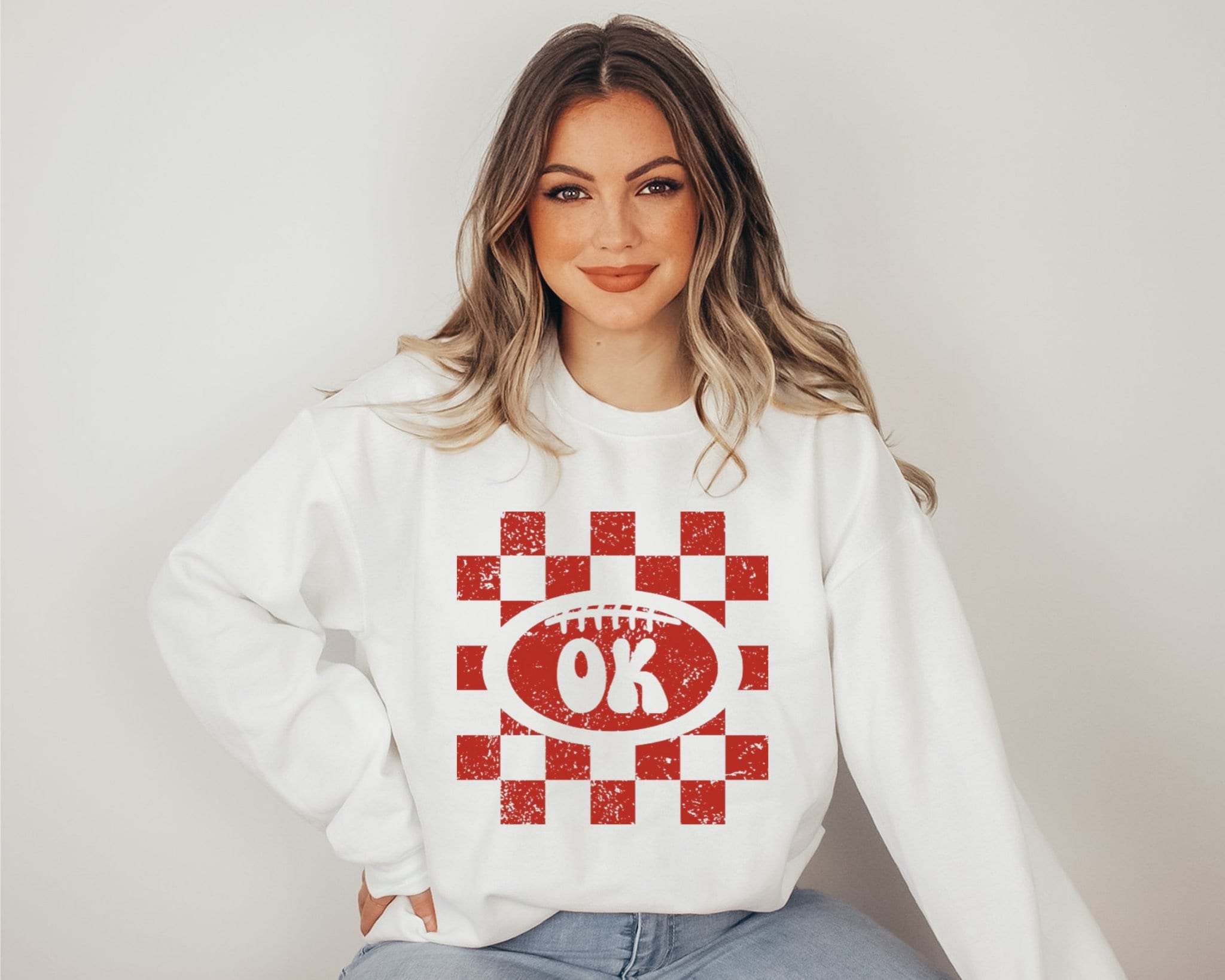 Discover Oklahoma Sooners Checker Print Graphic Sweatshirt