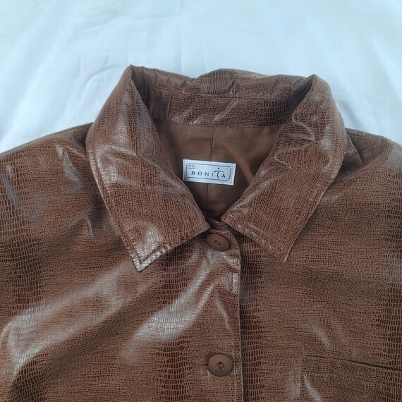 brown shirt jacket 90s vintage jacket snake patte… - image 6
