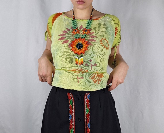indie hippie shirt top alternative boho with a fl… - image 2