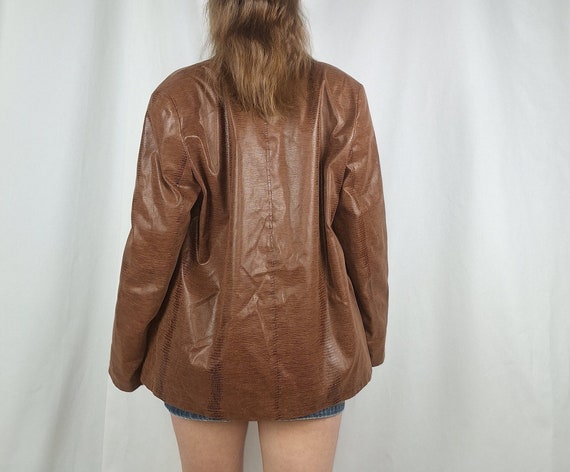 brown shirt jacket 90s vintage jacket snake patte… - image 4