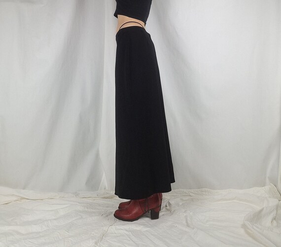 black maxi skirt y2k aesthetic skirt long gothic … - image 3
