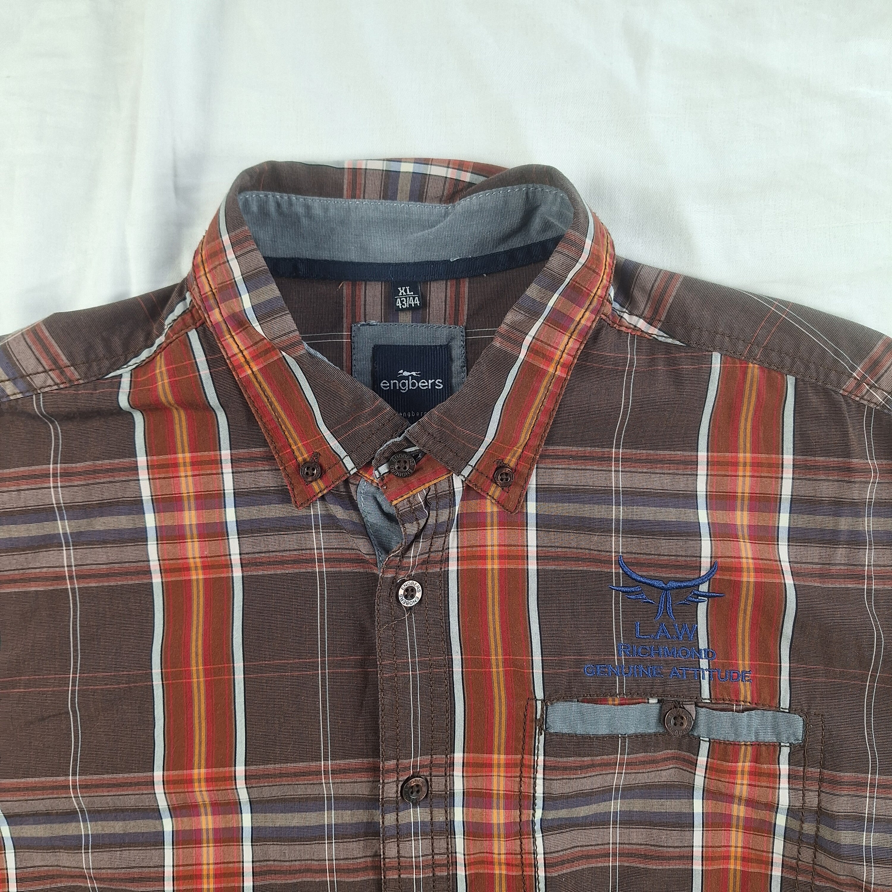 Brown Red Checkered Shirt by Engbers Longsleeve Button Down
