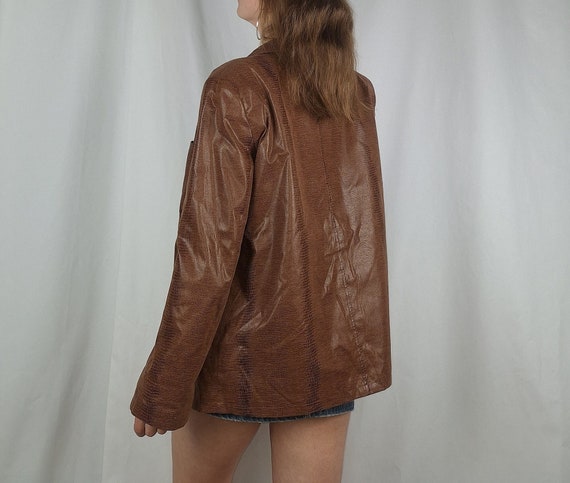 brown shirt jacket 90s vintage jacket snake patte… - image 3
