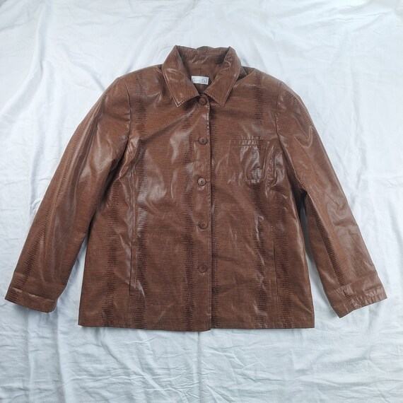 brown shirt jacket 90s vintage jacket snake patte… - image 5