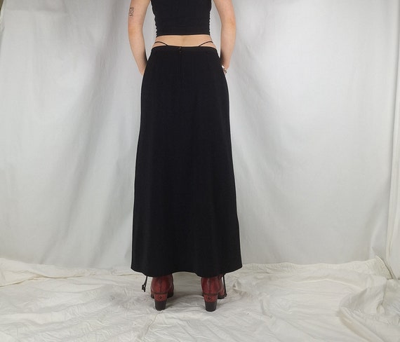 black maxi skirt y2k aesthetic skirt long gothic … - image 4