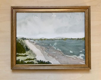 Original Watercolor Vintage Beach