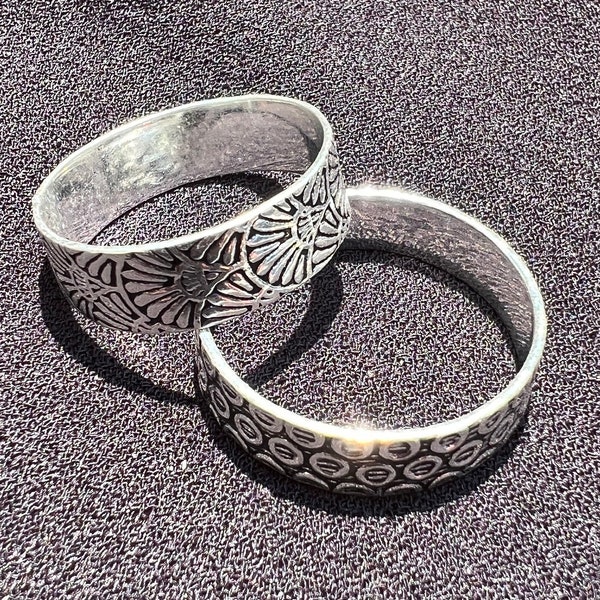 Hand carved 925 Sterling Silver Patterned ring/floral band ring/midi finger ring/pinky ring/dainty ring/gift/minimalist/Customized Size H-Z