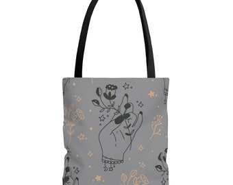 Floral Witchy Tote Bag Mystical Style Witch Aesthetic Boho Bag