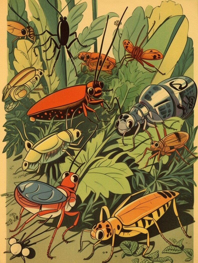 100 Vintage Insect Digital Downloads, Entomology Wall Art, Antique Bug