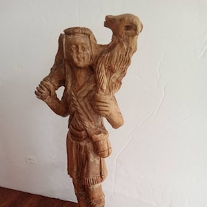 Hand Carved Olive Tree Wood Shepard Boy Carrying Lamb 8&quot; Hand Carved Sculpture