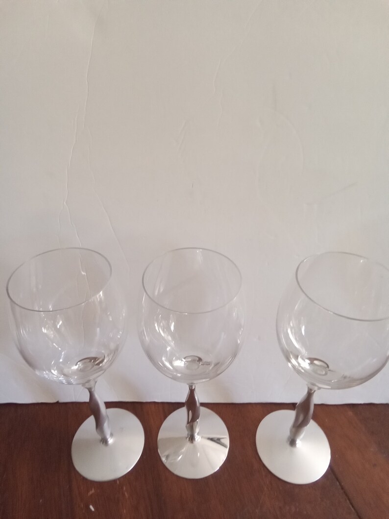 Nambe Twist Wine Glasses by Fred Bould Set of 3 Glass and Etsy