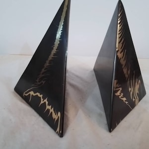 Rosenthal Netter Bookends, Pair Black Onyx and Gold
