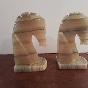 Set of two Onyx Horse Head bookends. Great vintage condition