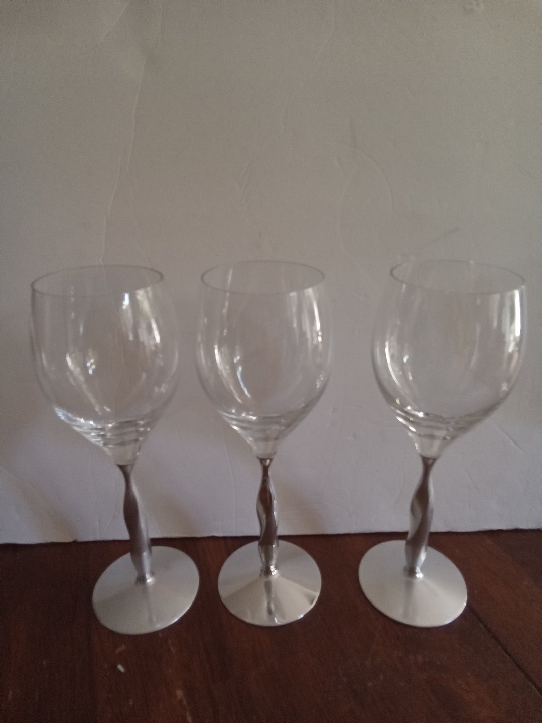 Nambe Twist Wine Glasses by Fred Bould Set of 3 Glass and Etsy
