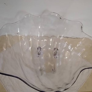 2 Vintage Grainware Bowls Shell Half Clam Shell 19&quot;& 10.5&quot; Clear Acrylic Serving Bowls  Parties Salad crab shrimp cocktail