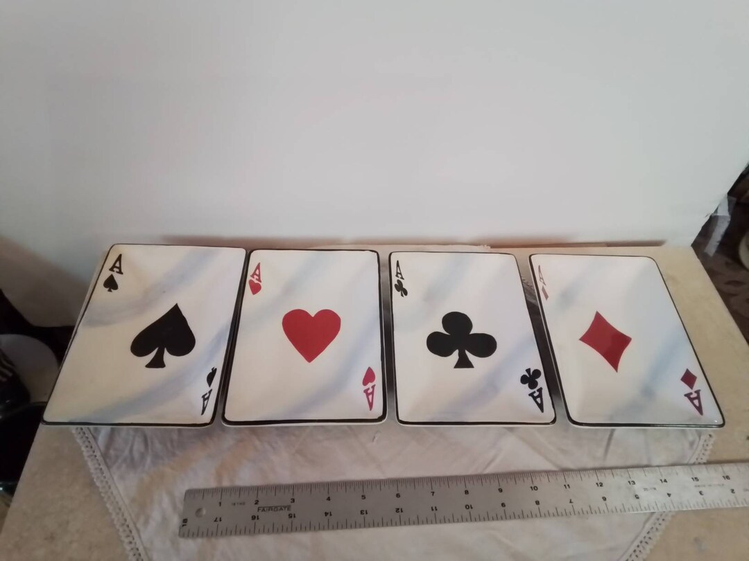 Clay Art Appetizer Plates Ace Playing Cards Club Heart Spade Diamond