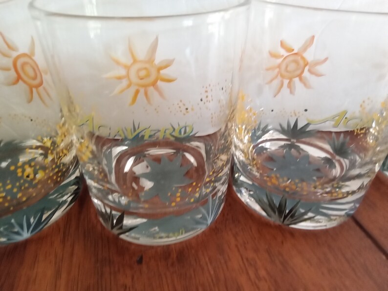 Agavero Tequila Rocks Glass Hand Painted Debbie Limited