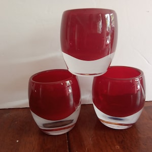 Crate & Barrel Ruby Diva Glass Candle votive Holder set of 3