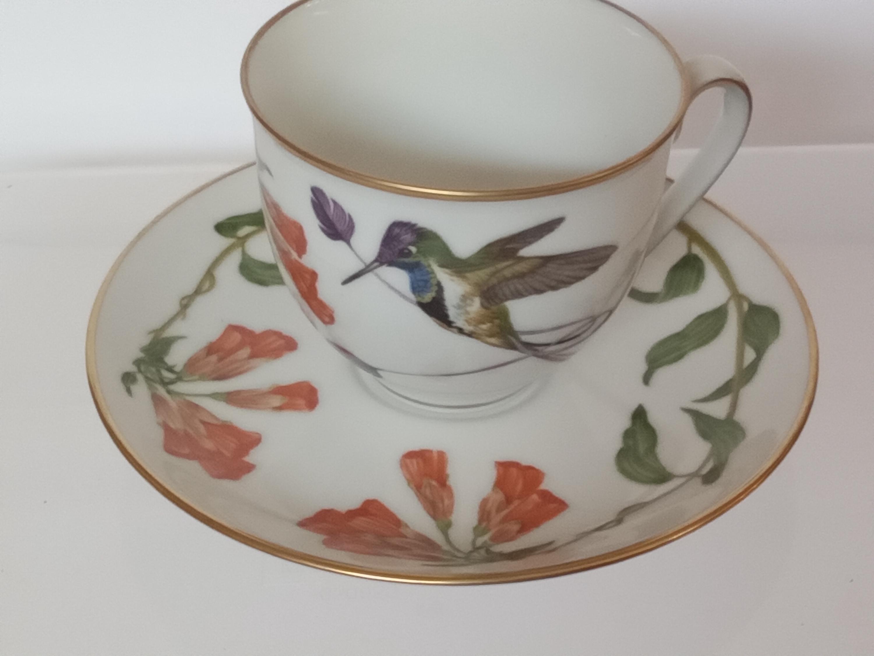 Tea Cup and Saucer, Hummingbirds of the World, Bavarian Porcelain ...