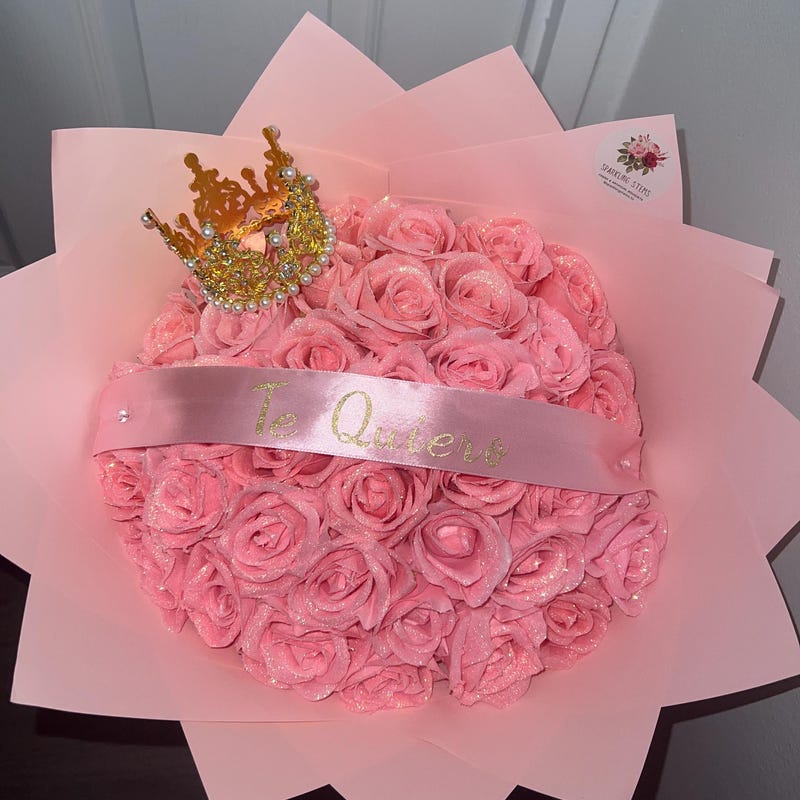 Pink Glittery Rose Bouquet - Etsy