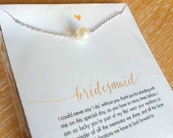 Bridesmaid Proposal Necklace, Will You Be My Bridesmaid, Wedding, For Giftbox, Box, Hamper, Gift Idea, Charm, Wedding Gifts, Pearl, Silver