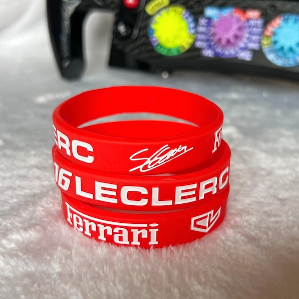 Charles Leclerc F1 Driver Inspired Rubber Wristband, Ferrari / Bracelet Formula One Driver Jewellery Accessories