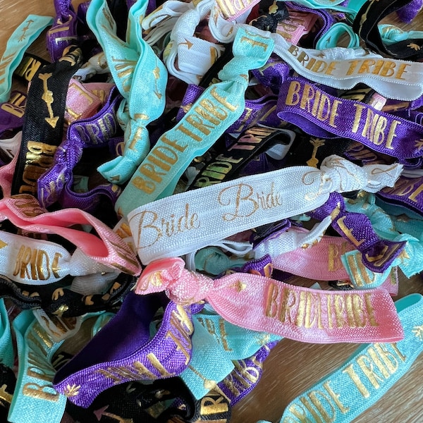 BRIDE TRIBE, Team Bride Wristbands | Colour and Gold & White Bride, Hairband, Bracelet, Wedding, Hen Do Favour, Hen Party, Bride Squad