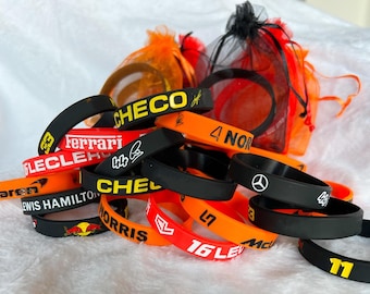 F1 Driver Inspired Rubber Wristbands, Leclerc, Hamilton, Piastri, Max, Norris, Vettel / Bracelet Formula One Driver Jewellery Accessories