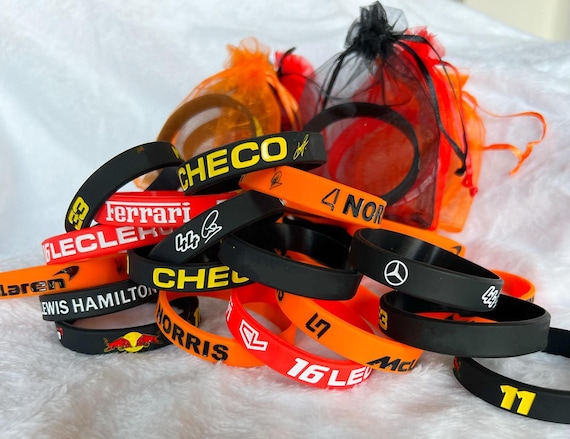 F1 Driver Inspired Rubber Wristbands, Leclerc, Hamilton, Piastri, Max, Norris, Vettel / Bracelet Formula One Driver Jewellery Accessories