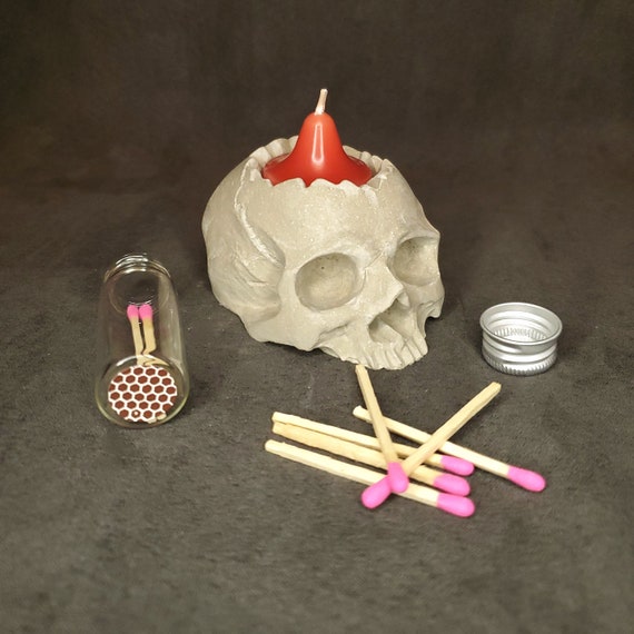 Ensemble cadeau de porte chandelle tête de mort - Décoration pour bibliothèque, squelette, tête de mort, crane humain, chandelier gothique