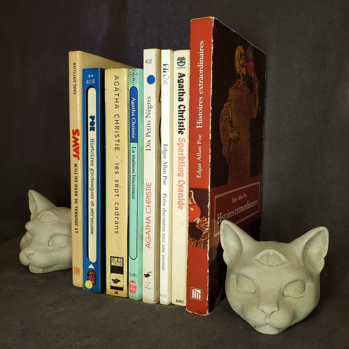 Serre-livres Décoratifs En Forme De Chat Bastet égyptien - Paire En Résine, 21 Cm, Antidérapants