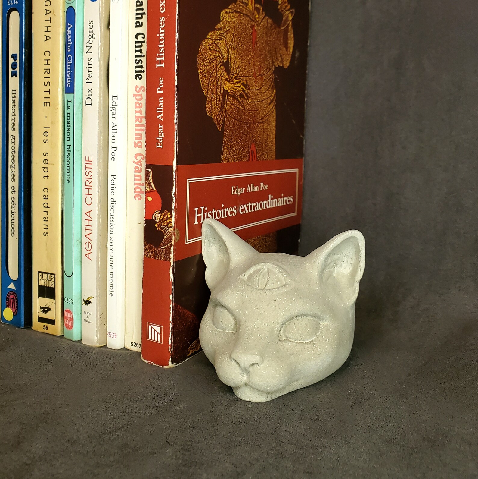 Serre-livres Décoratifs En Forme De Chat Bastet égyptien - Paire En Résine, 21 Cm, Antidérapants - 14
