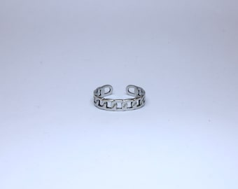 Anillo de cadena cubana de acero inoxidable, joyería para hombres y mujeres, ajustable