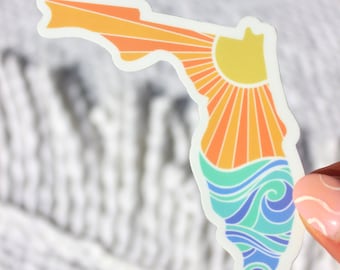 Florida Coast Sunset Waterproof Sticker - 4, 3 or 2 inches