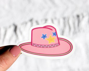 Pink Cowgirl Hat Waterproof Sticker