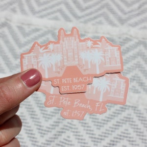 St. Pete Beach, Florida Waterproof Sticker, 3 x 2 in, Don Cesar Sticker, St. Petersburg Florida Sticker