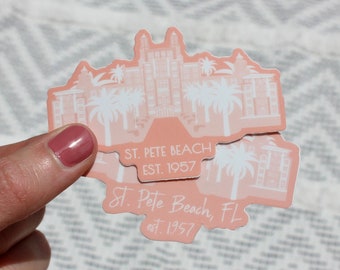 St. Pete Beach, Florida Waterproof Sticker, 3 x 2 in, Don Cesar Sticker, St. Petersburg Florida Sticker
