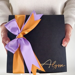 BOX ONLY - Black Corporate Gift Box Brand Colors Personalized Empty Gift Box With Ribbon Bridesmaid Proposal Birthday Wedding Gifts