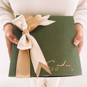 BOX ONLY - Sage Green Corporate Gift Box Brand Colors Personalized Empty Gift Box With Ribbon Bridesmaid Proposal Birthday Wedding Gifts