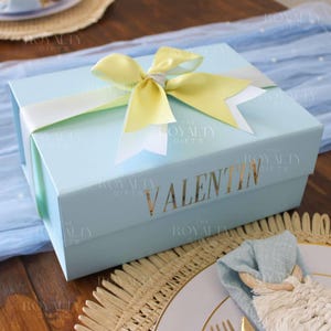 MAGNETIC BOX ONLY Baby Blue Personalized Empty Gift Box With Ribbon Bridesmaid Proposal Corporate Birthday Wedding Gifts Build Your Own Box