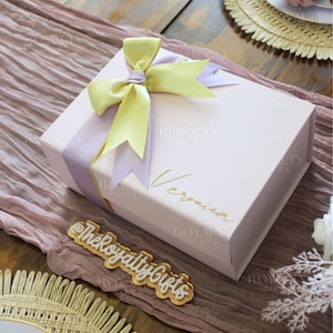 MAGNETIC BOX ONLY Baby Rosa Personalisierte leere Geschenkbox mit Band Brautjungfer Vorschlag Firmengeburtstag Hochzeitsgeschenke Bauen Sie Ihre eigene Box
