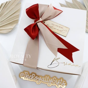 BOX ONLY - White Personalized Empty Gift Box With Ribbon Bridesmaid Proposal Corporate Birthday Wedding Christmas Bridal Party Gift Box Only