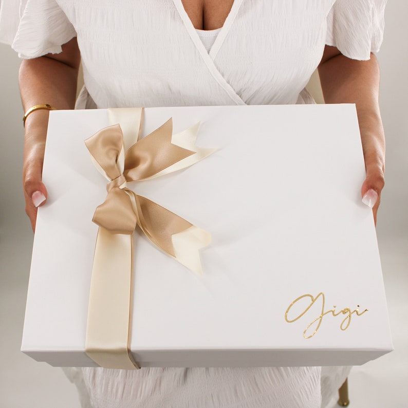BOX ONLY White Gold Personalized Empty Gift Box With Etsy
