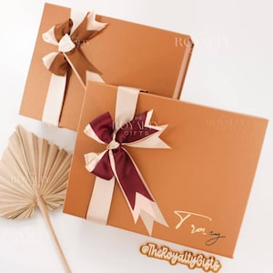 MAGNETIC GIFT BOX Only Copper Gold Personalized Empty Box With Ribbon Bridesmaid Proposal Corporate Birthday Wedding Gift Build Your Own Box
