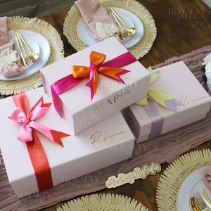 MAGNETIC BOX ONLY Baby Pink Personalized Empty Gift Box With Ribbon Bridesmaid Proposal Corporate Birthday Wedding Gifts Build Your Own Box