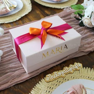 MAGNETIC BOX ONLY Baby Pink Personalized Empty Gift Box With Ribbon Bridesmaid Proposal Corporate Birthday Wedding Gifts Build Your Own Box