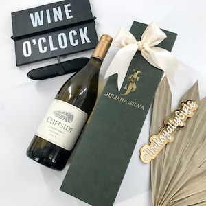 SOLO CAJA - Caja de regalo de vino personalizada con cinta de raso Caja de regalo de vino con logotipo corporativo personalizado